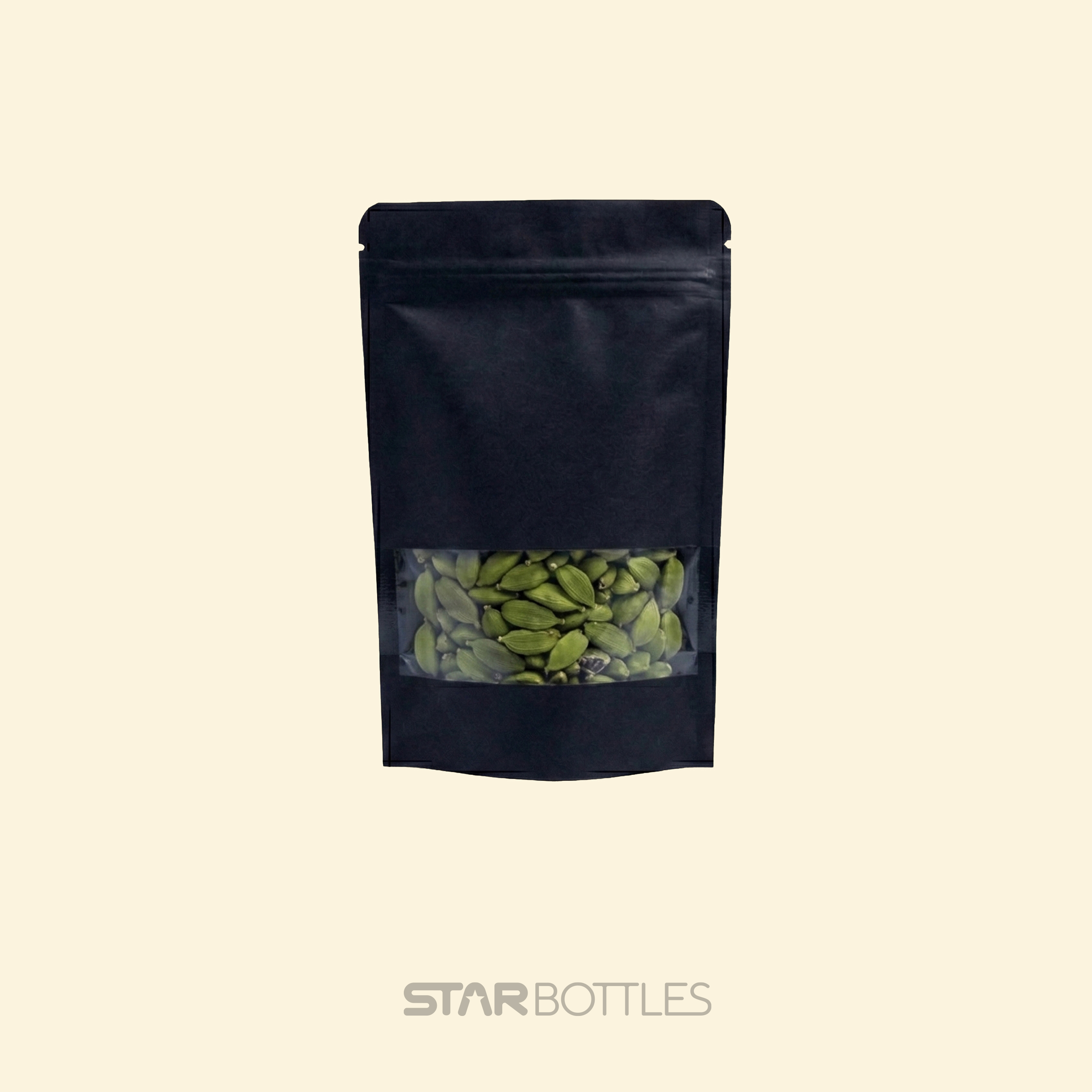 200 GM WINDOW POUCH BLACK ZIP
