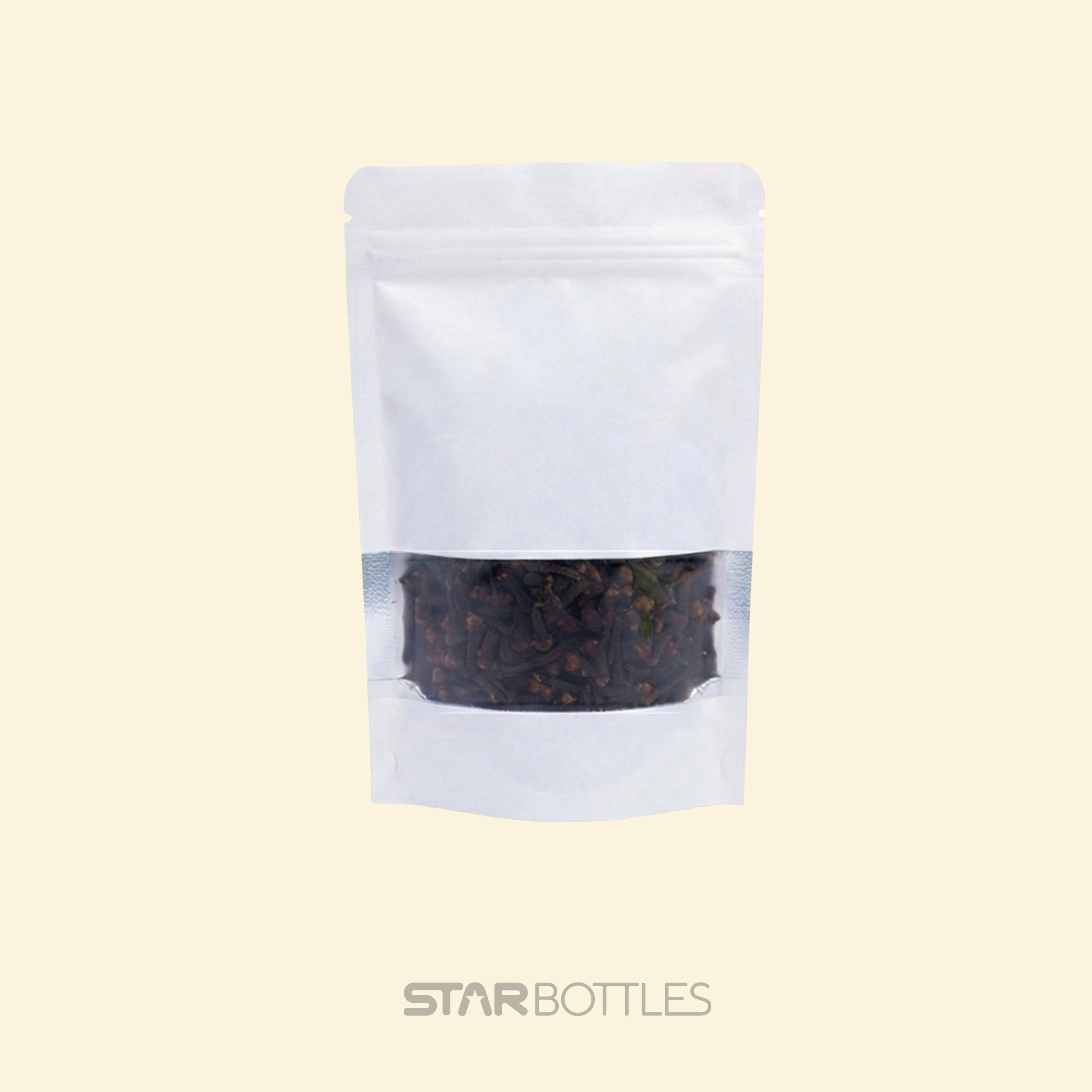 200 GM WINDOW POUCH WHITE ZIP