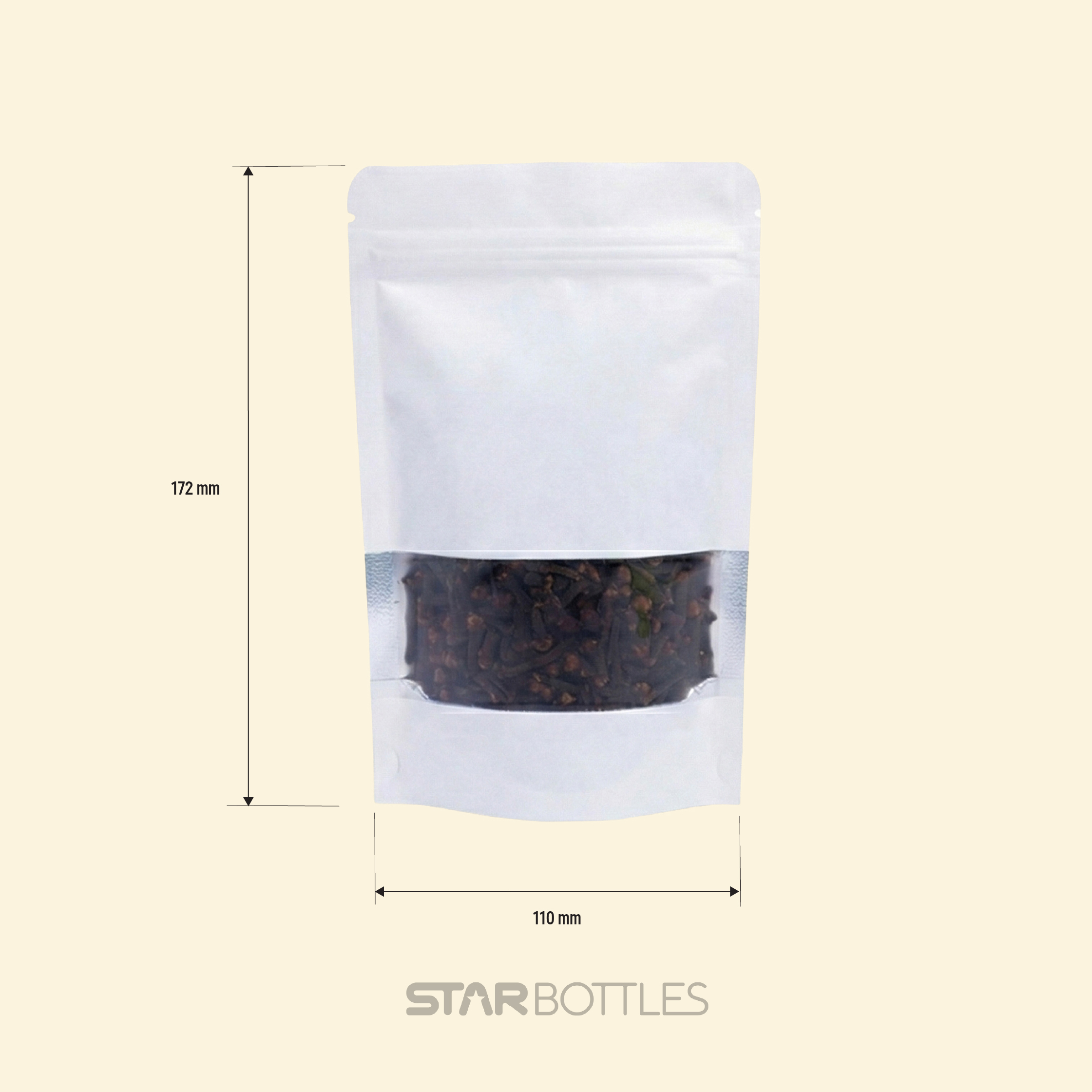 200 GM WINDOW POUCH WHITE ZIP 3