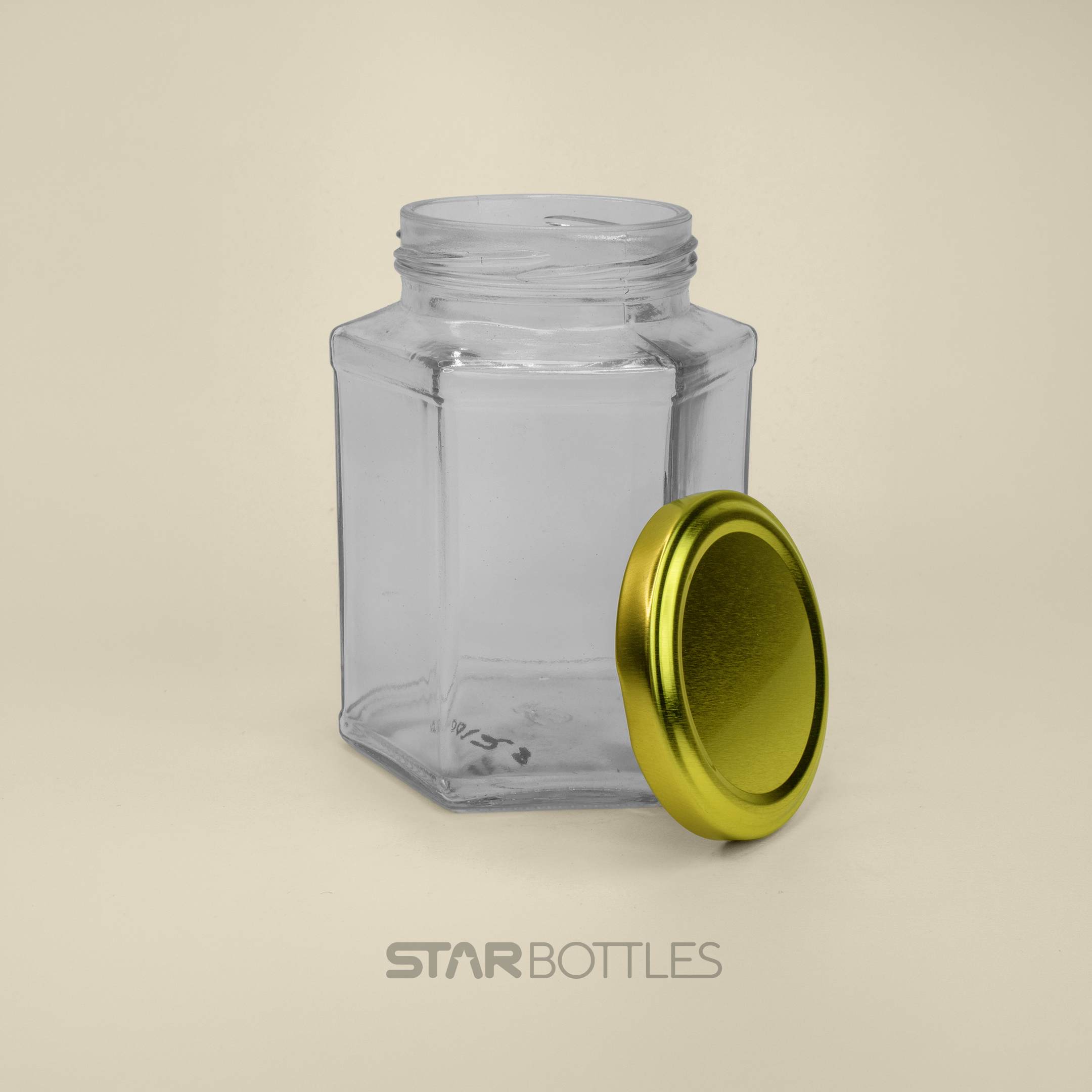 400 GM HEXAGONAL JAR  63 MM / 40 N W/O CAP 2