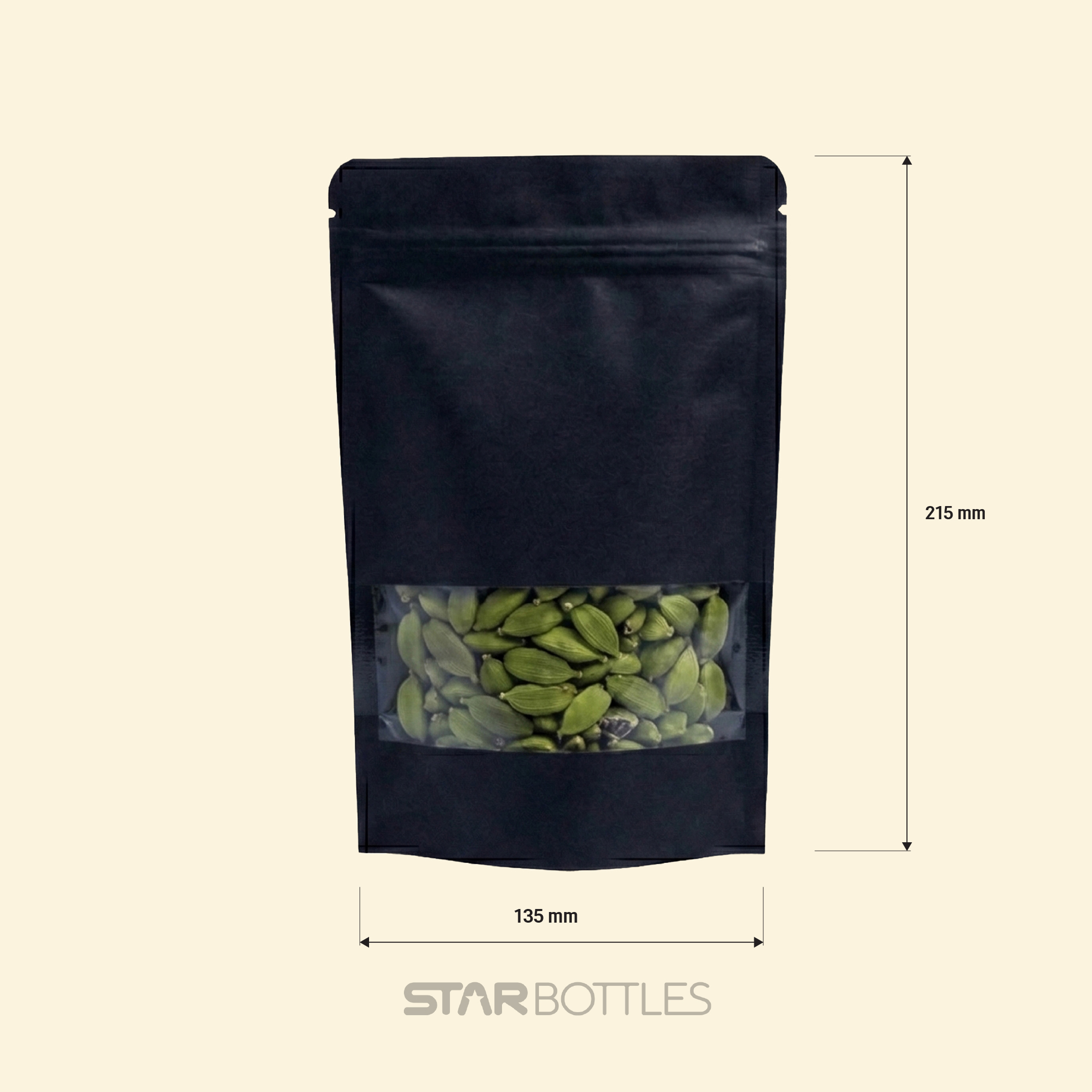 500 GM WINDOW POUCH BLACK ZIP 2