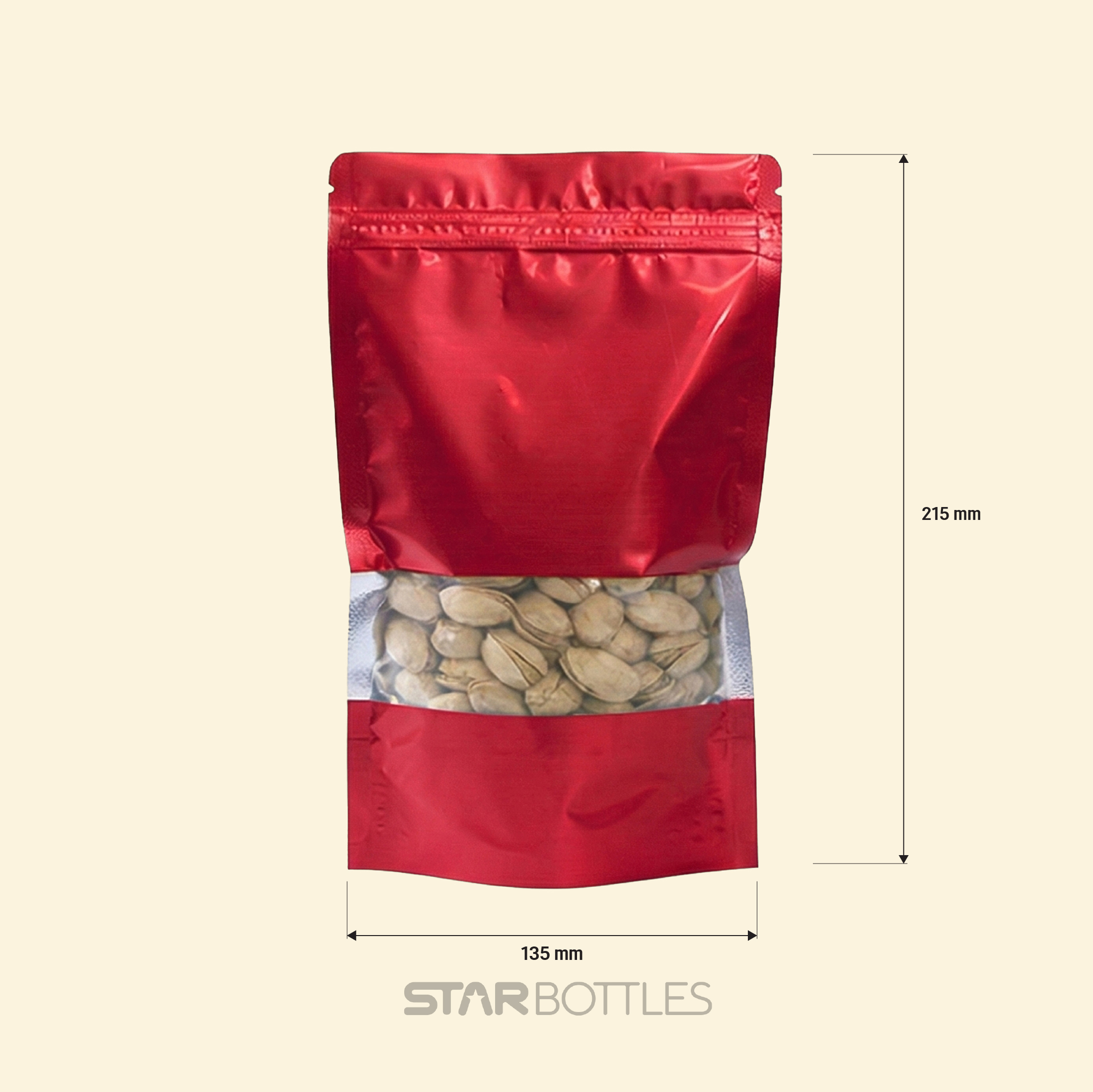 500 GM WINDOW POUCH RED ZIP 2