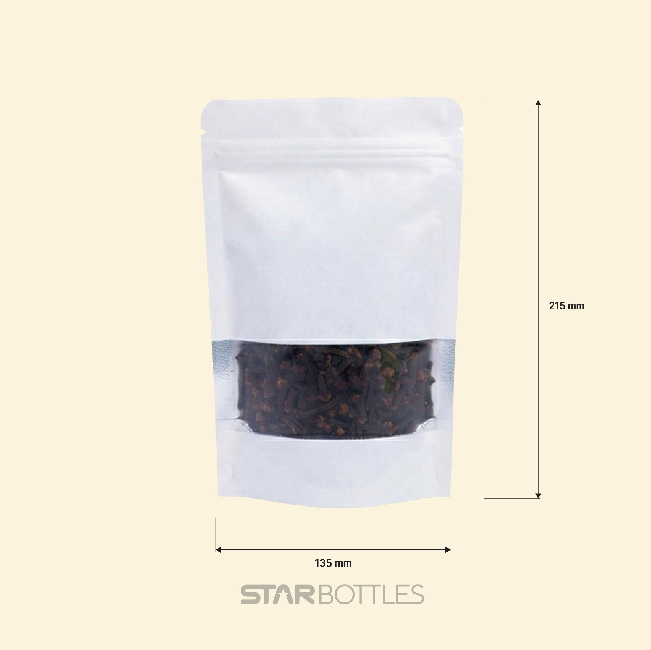 500GM WINDOW POUCH WHITE ZIP 2