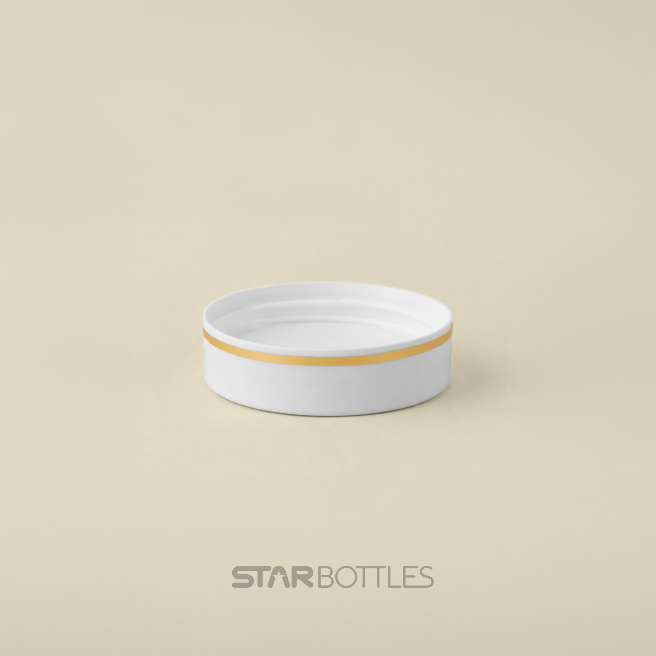 NP - 53 MM Cosmetic Cap PP White With Gold Foil 2