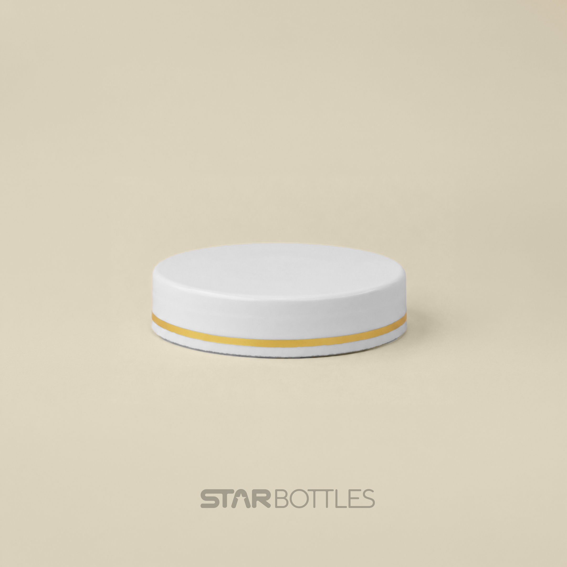 NP - 63 MM Cosmetic Cap PP White GOLD FOILING