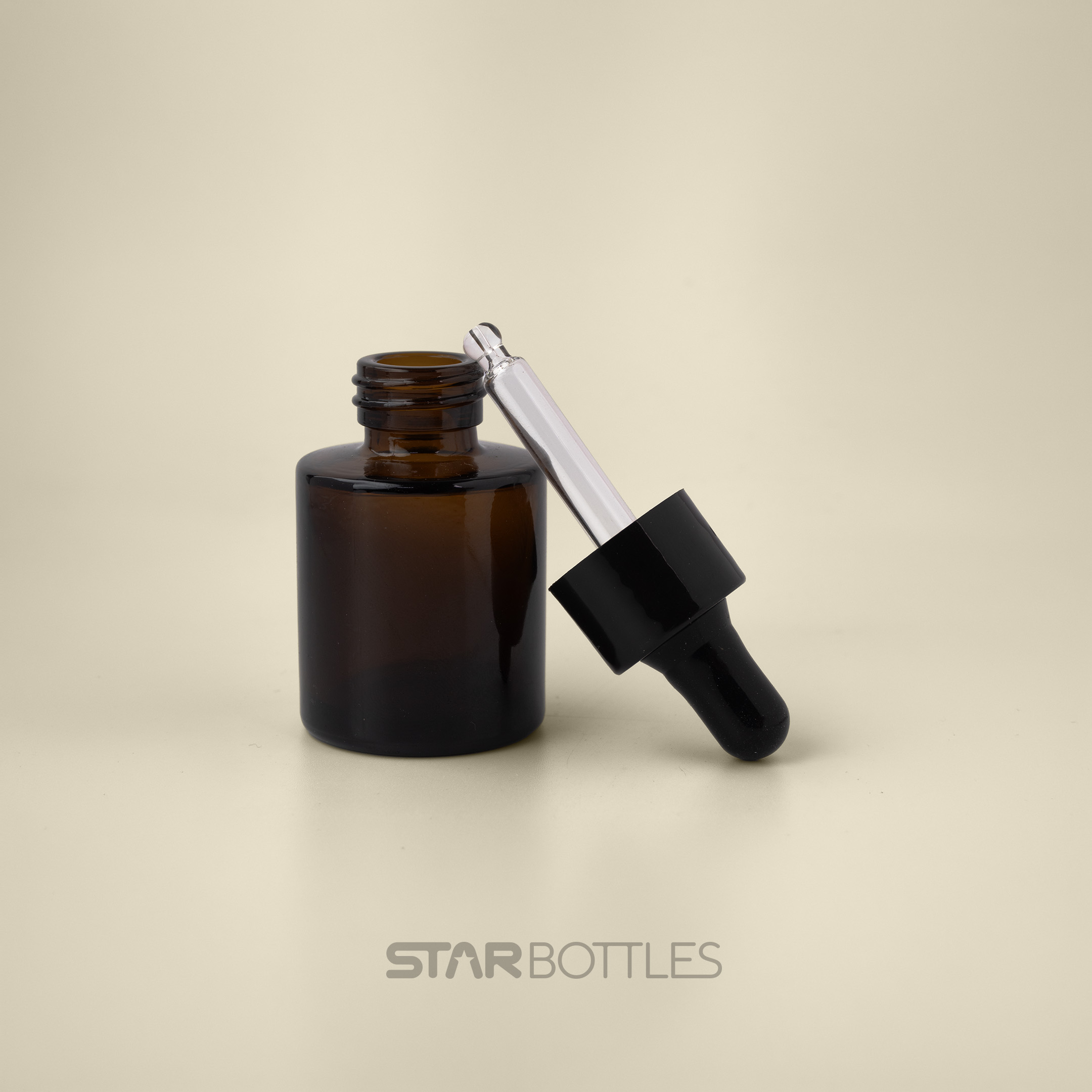20 ml / 20 mm Flat shoulder amber glass bottle 2