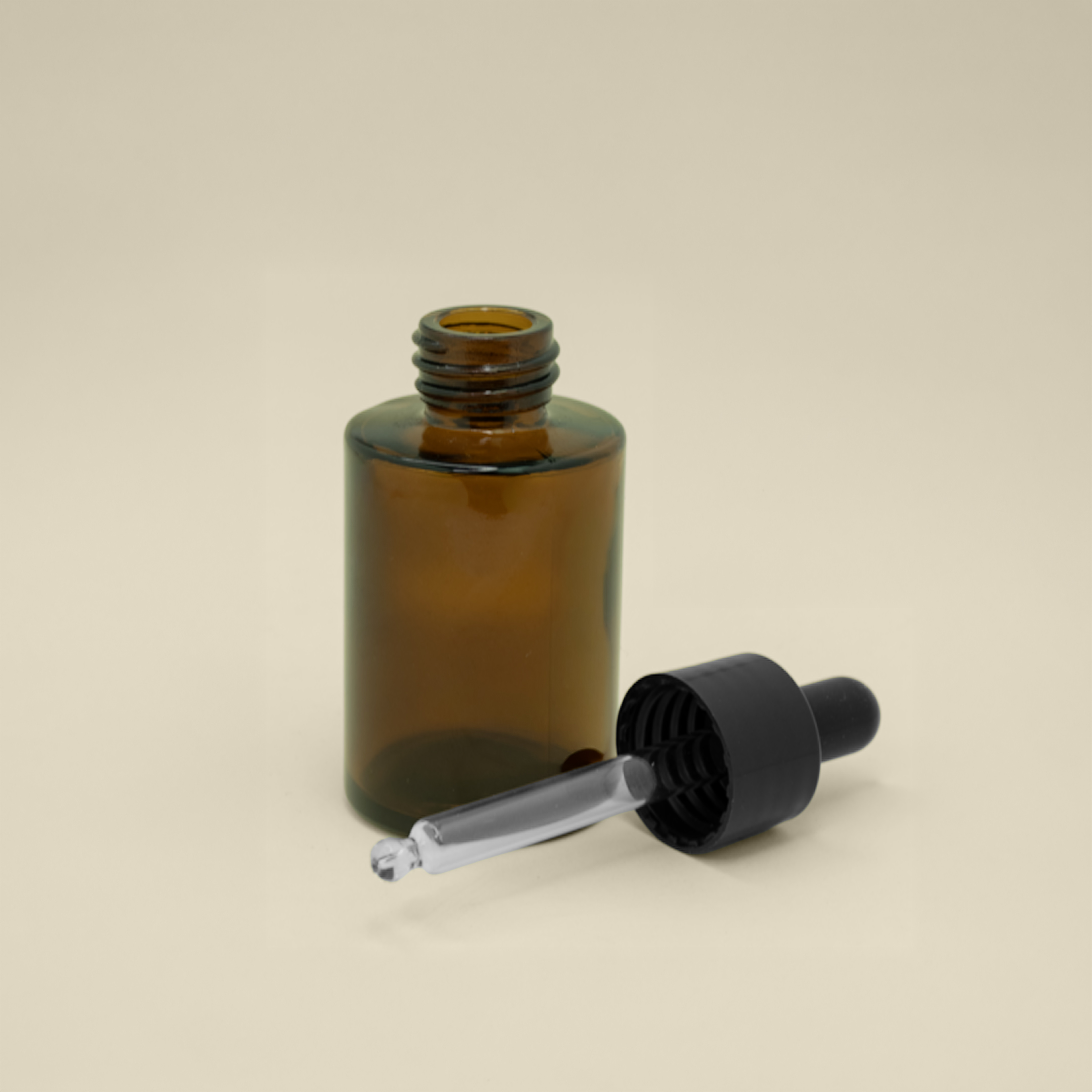 30 ml / 20 mm Amber flat shoulder glass bottle 2