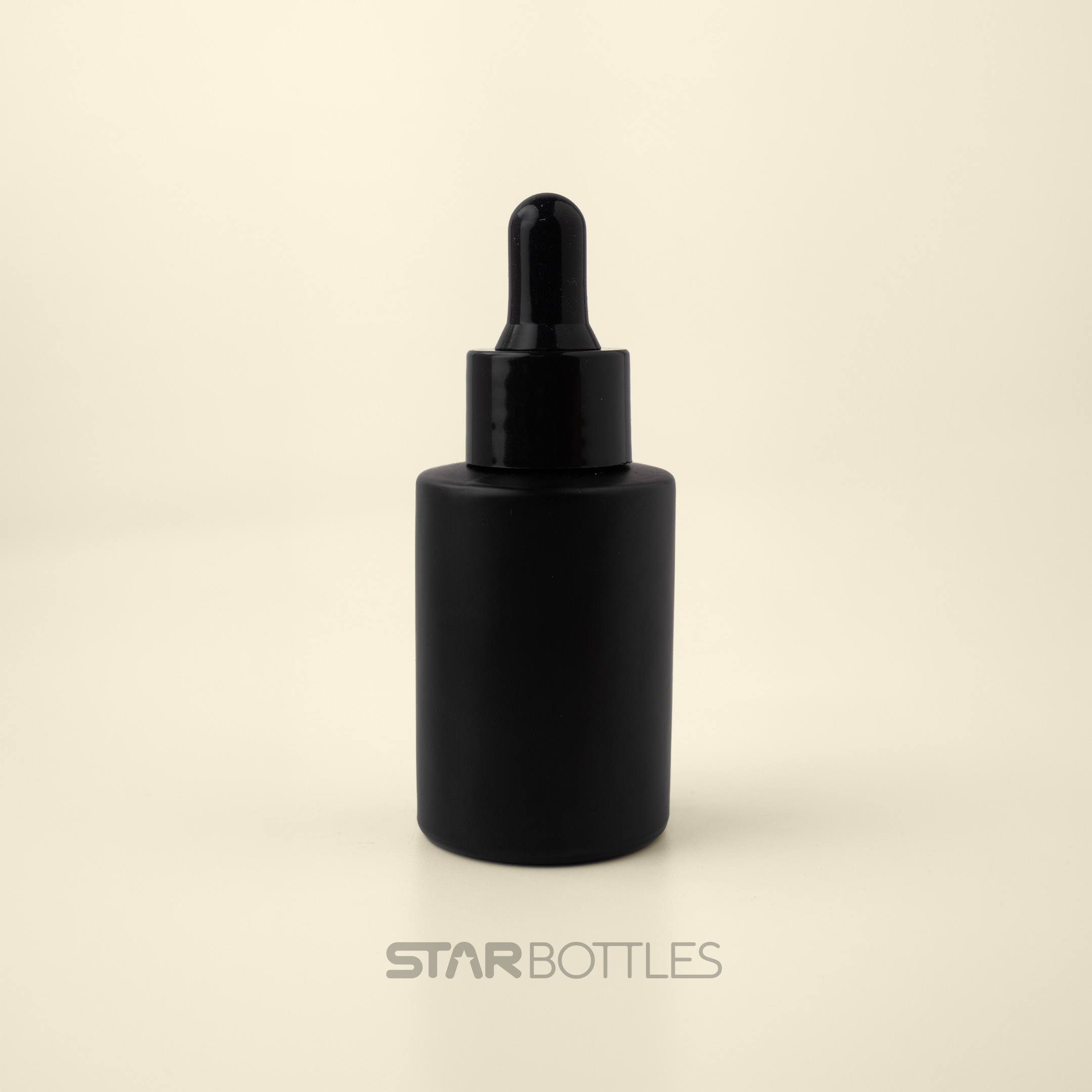 30 ml / 20 mm Flat shoulder glass bottle matte black 2