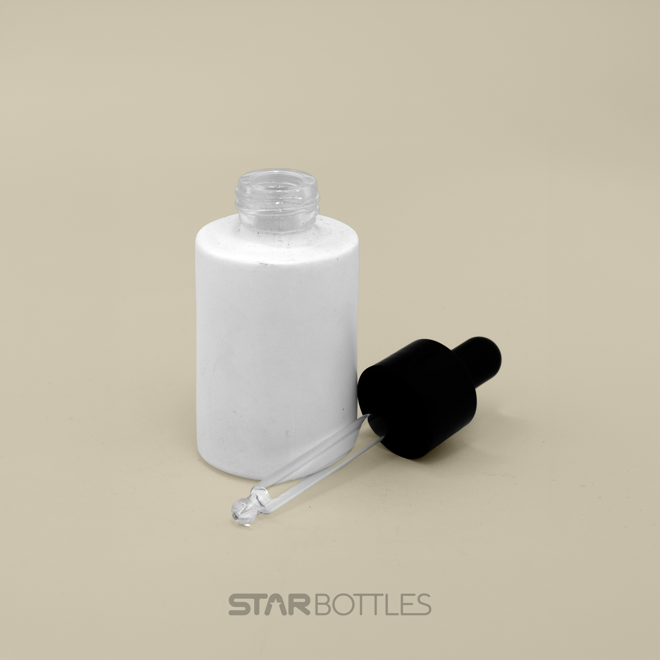 30 ml / 20 mm Flat shoulder glass bottle glossy white 2