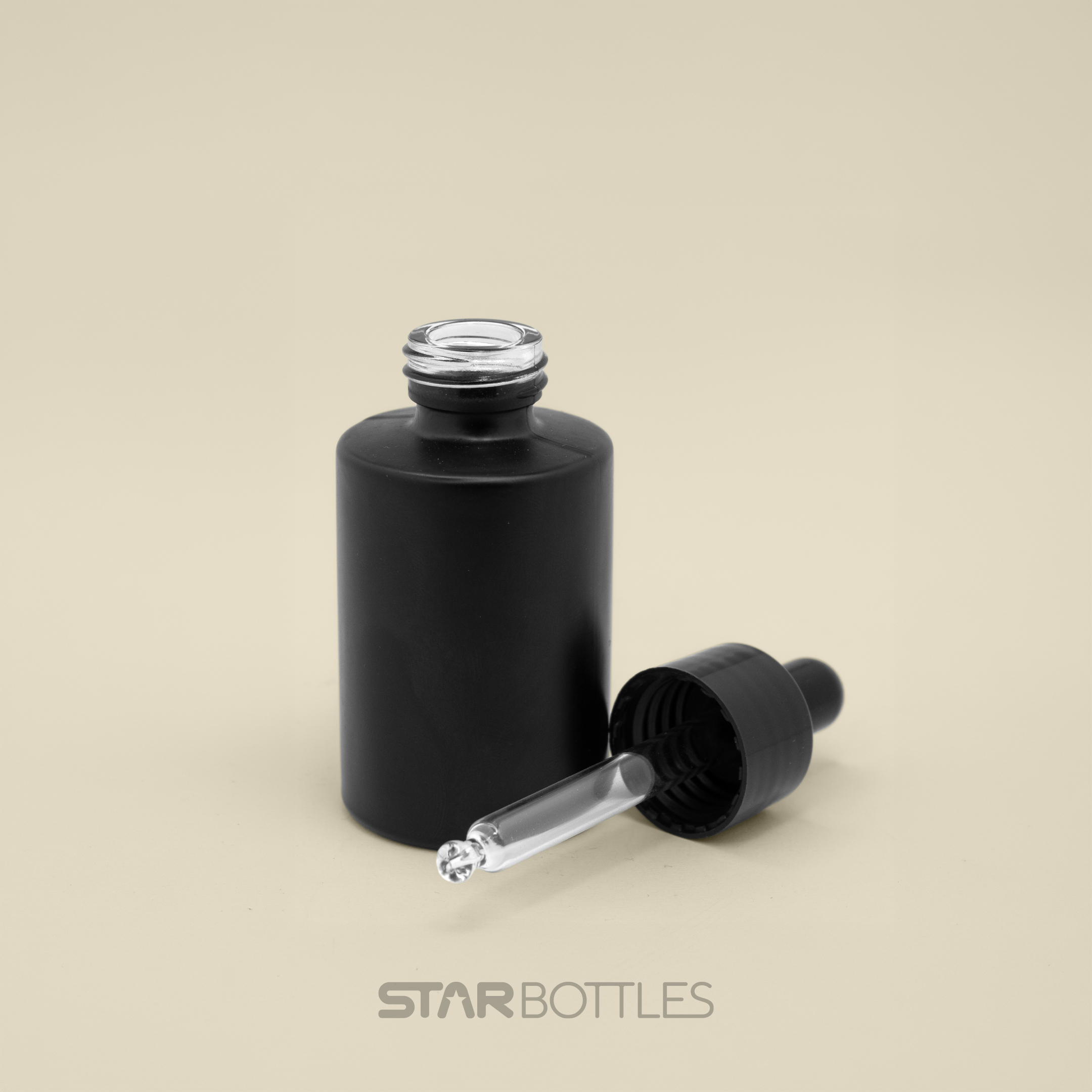 30 ml / 20 mm flat shoulder glass bottle glossy black 2
