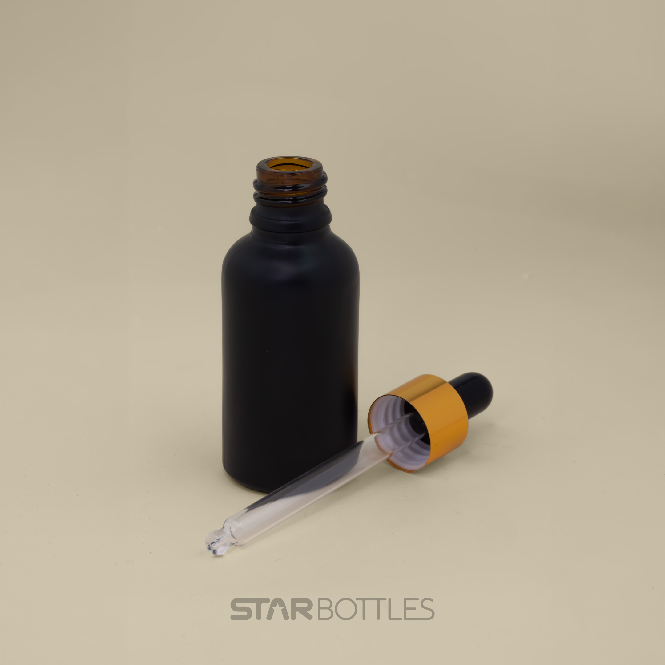 30 ml / 18 mm Neck glass bottle matte black 2