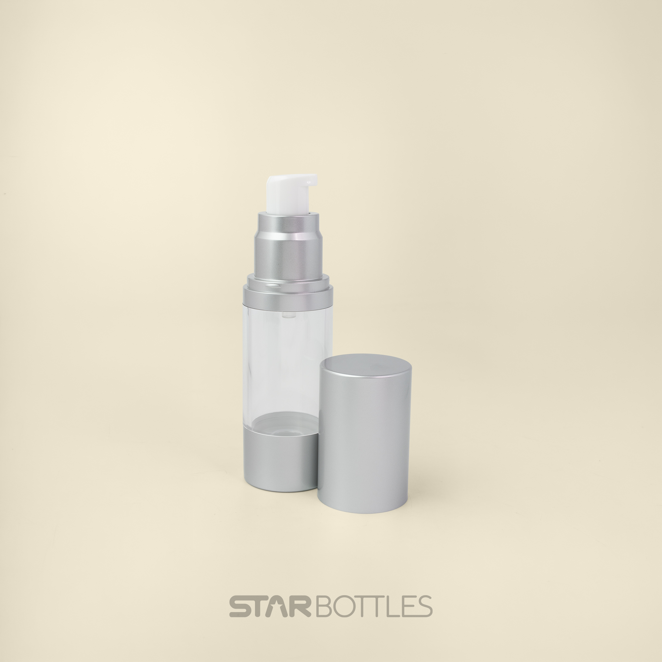 30 ml Airless bottle with head matte silver 2