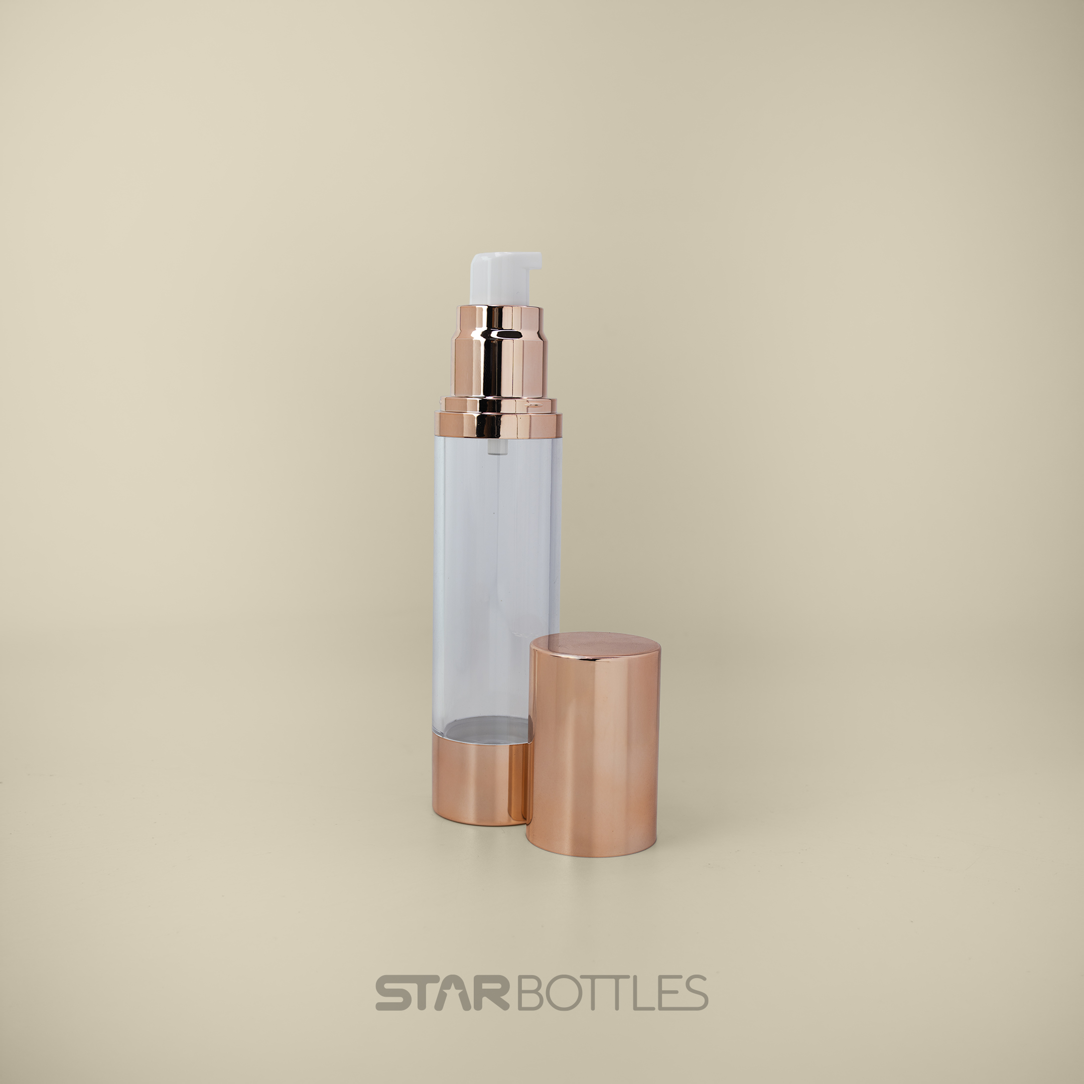 50 ml Airless bottle with head glossy rose gold 2