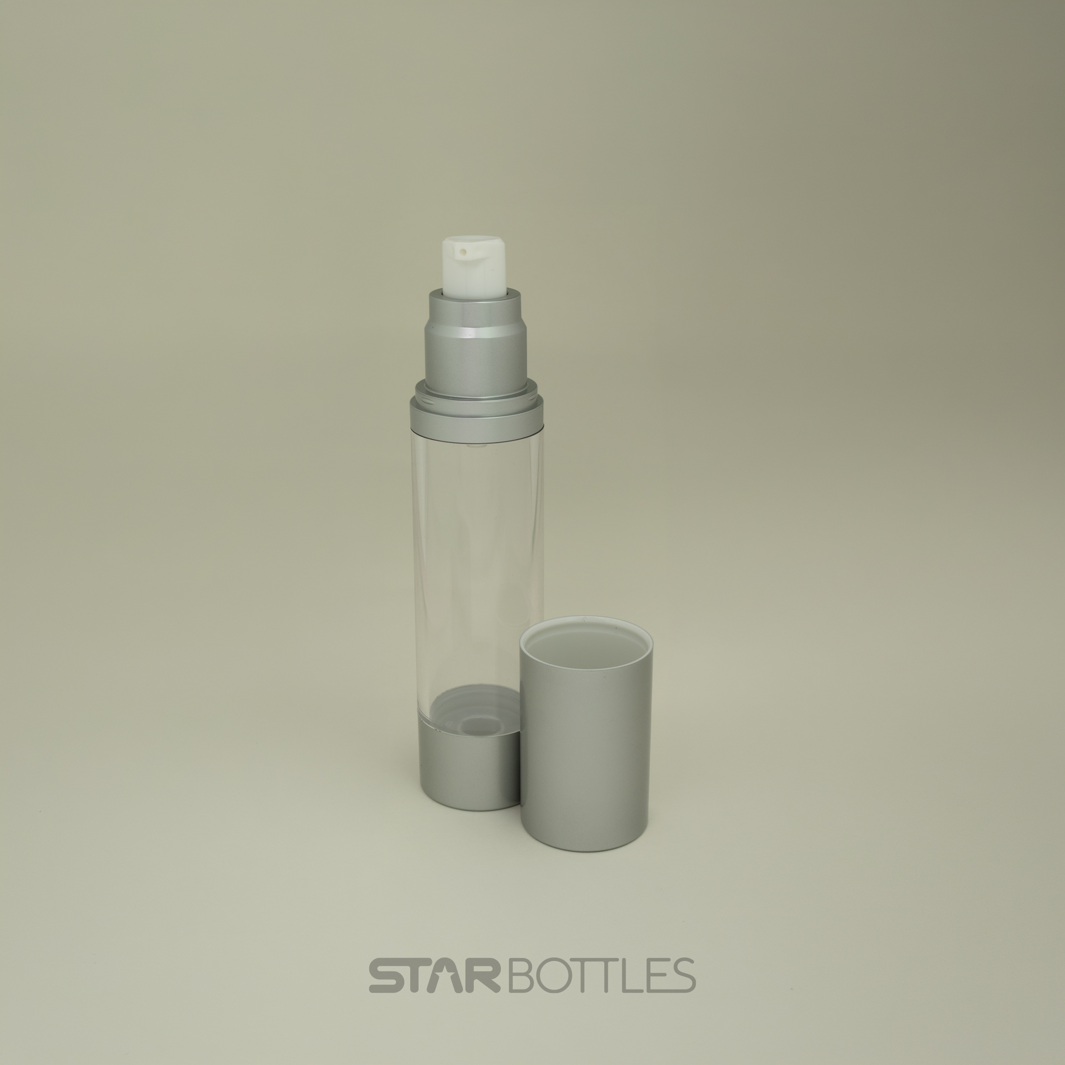 50 ml Airless bottle with head silver 2