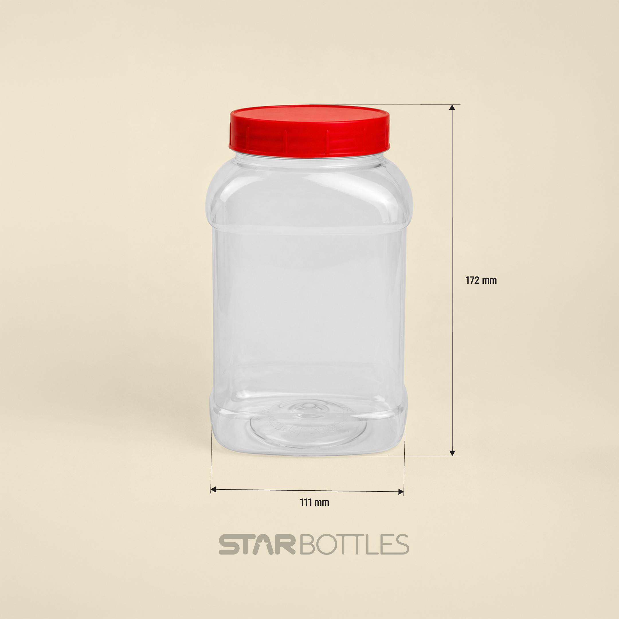 DP - 1200 ML Square Nat POP Eco 47 GM PET Jar 50/B 3